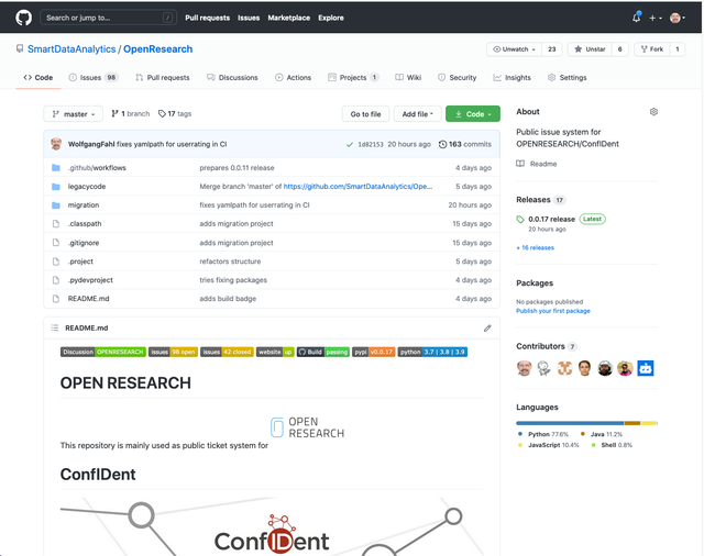 OpenResearch Migration project on github
